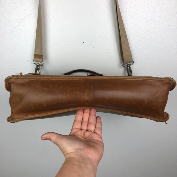 l.l.bean vintage briefcase tan leather messenger - Picture 7 of 10